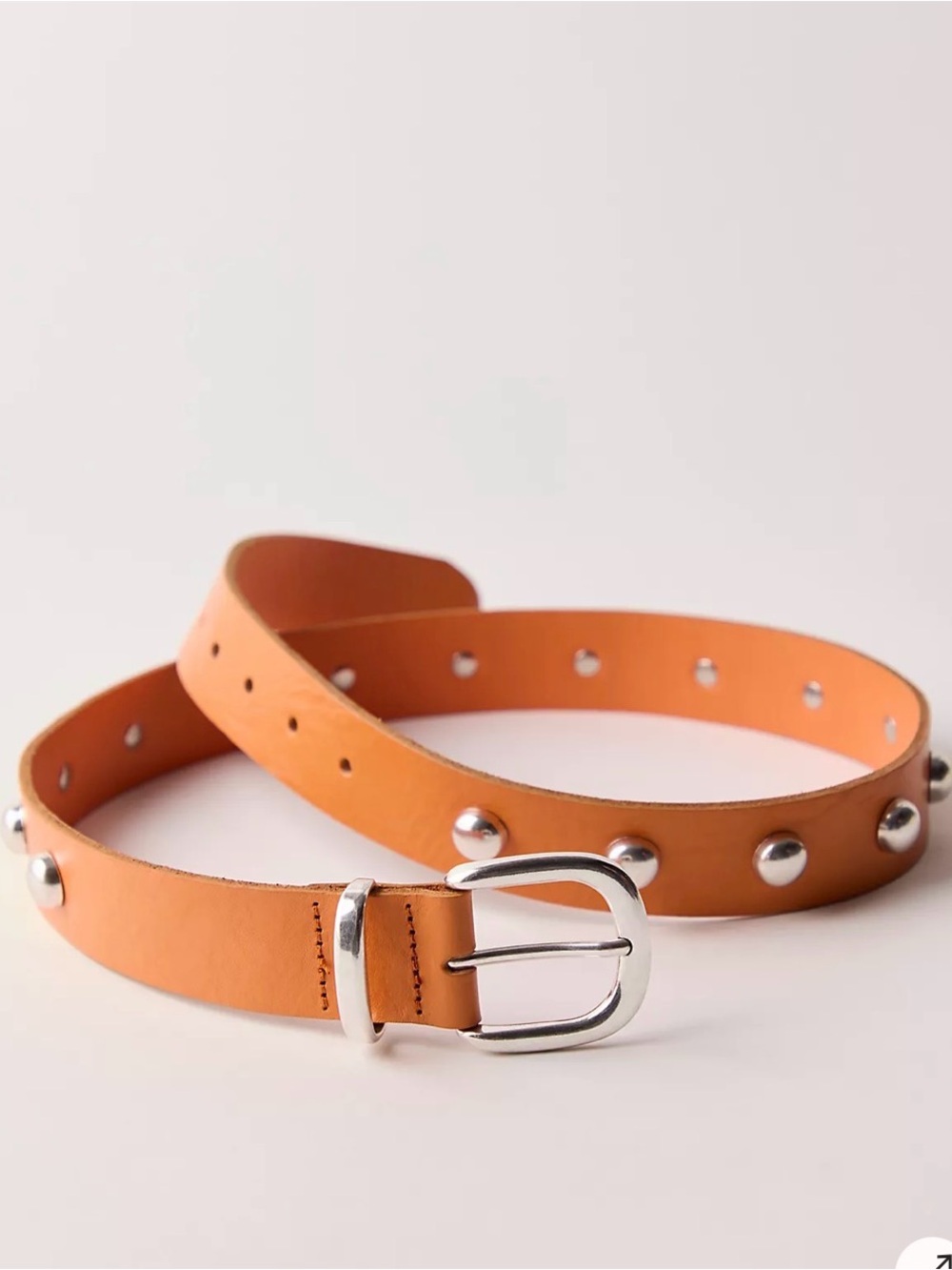 Free People Peach Leather Belt with Silver Buckle
